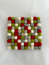 Load image into Gallery viewer, Felt Ball Trivet - Holiday Solids