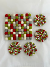 Load image into Gallery viewer, Felt Ball Trivet - Holiday Solids