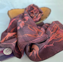 Load image into Gallery viewer, Botanical Print Stonewashed Silk Scarf, One of a Kind