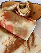 Load image into Gallery viewer, Botanical/Eco Dyed Silk Scarf - One of a kind