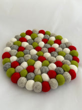 Load image into Gallery viewer, Felt Ball Trivet - Holiday Solids
