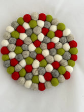 Load image into Gallery viewer, Felt Ball Trivet - Holiday Solids