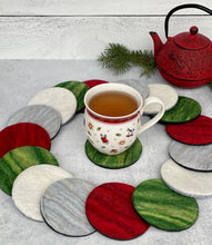 Load image into Gallery viewer, Holiday Felted Wool Coasters - Set of 4