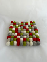 Load image into Gallery viewer, Felt Ball Trivet - Holiday Solids