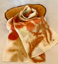 Load image into Gallery viewer, Botanical/Eco Dyed Silk Scarf - One of a kind