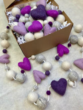 Load image into Gallery viewer, DIY Purple Heart Valentine Wool Garland Kit