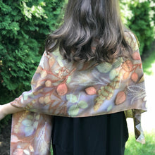 Load image into Gallery viewer, Botanical Dyed Shawl - 100% Stonewashed Silk - One of a kind - Only 1 available