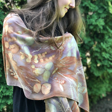 Load image into Gallery viewer, Botanical Dyed Shawl - 100% Stonewashed Silk - One of a kind - Only 1 available