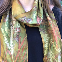 Load image into Gallery viewer, Botanical Dyed Scarf - 100% Silk - One of a kind - Only 1 available