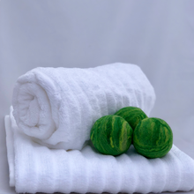 Load image into Gallery viewer, Single Merino Wool Felted Dryer Ball - Green Stripe