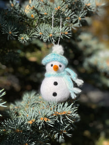 Felted Wool Snowman Ornaments - Multiple Color Choices