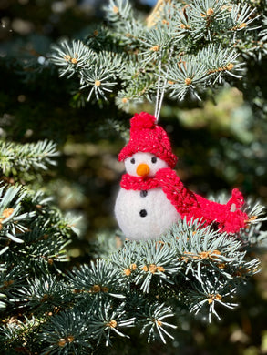 Felted Wool Snowman Ornaments - Multiple Color Choices