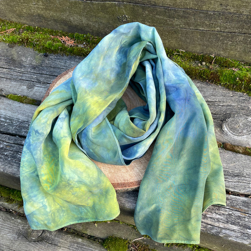 Hand-Dyed Stonewashed Silk Scarf, One of a Kind
