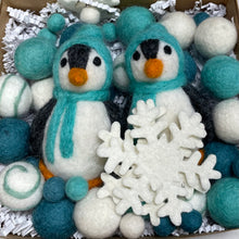 Load image into Gallery viewer, Teal Penguin Wool Garland - Finished Garland or Kit