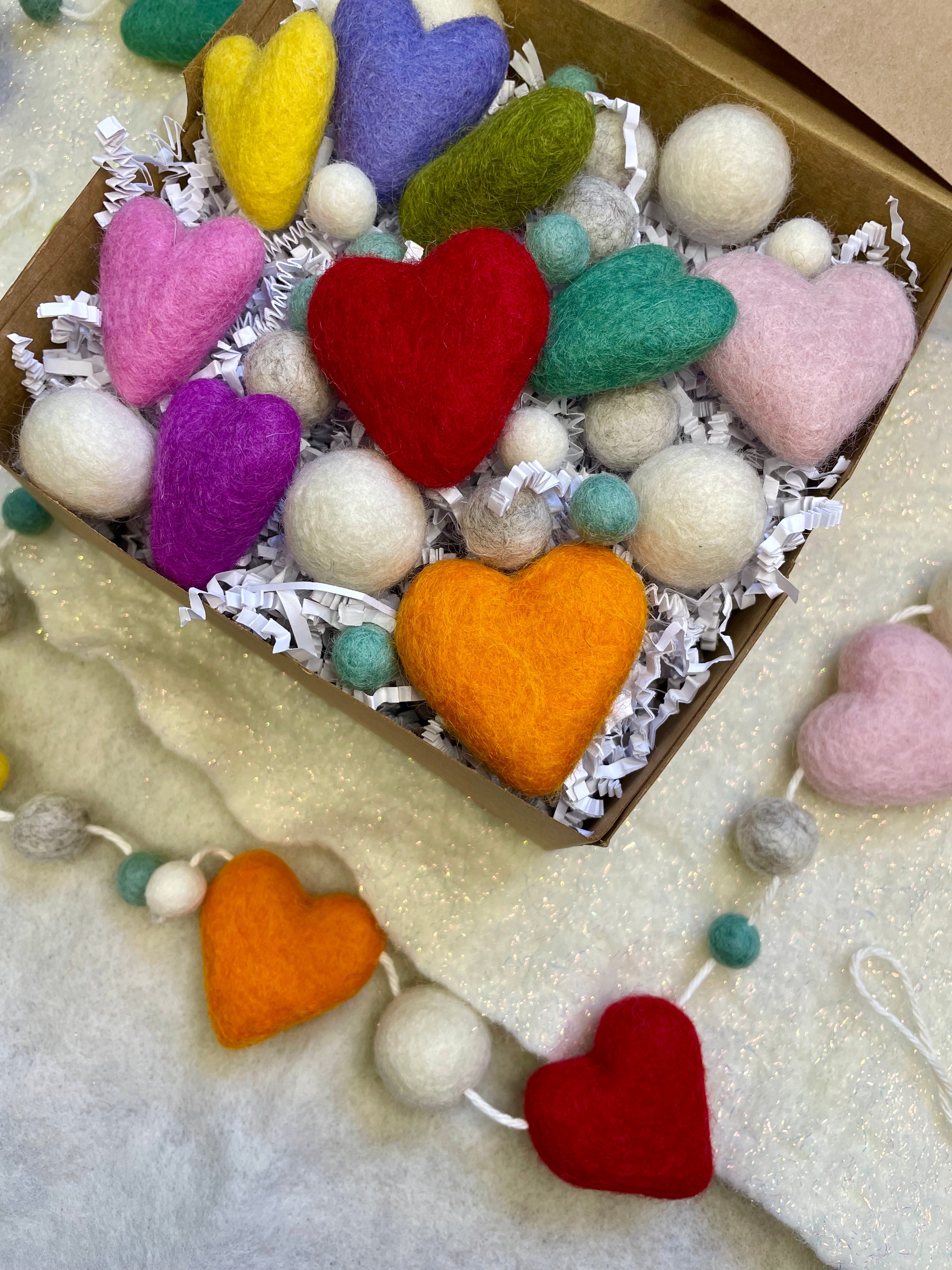 DIY Rainbow Hearts Wool Garland Kit – Janet Marie Felted Goods