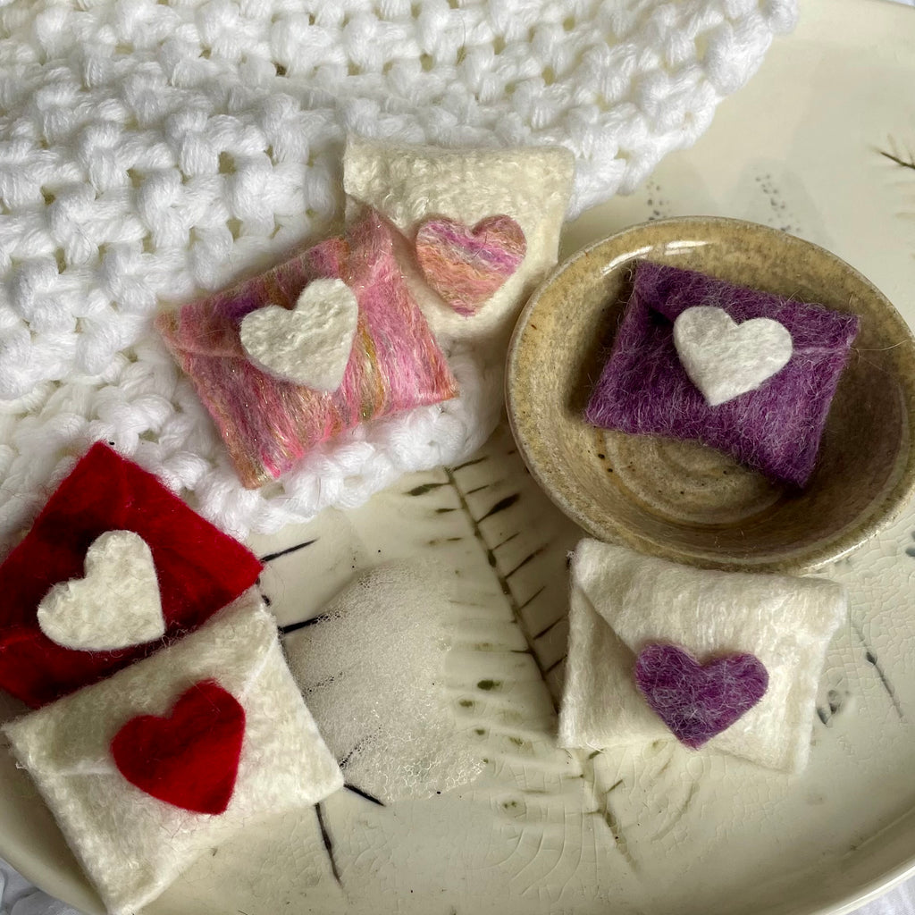 Mini Love Letters Felted Soap Sachets- Set of 2