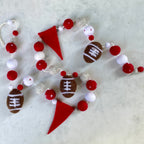 Red & White Football Pennant Banner Felted Wool Garland