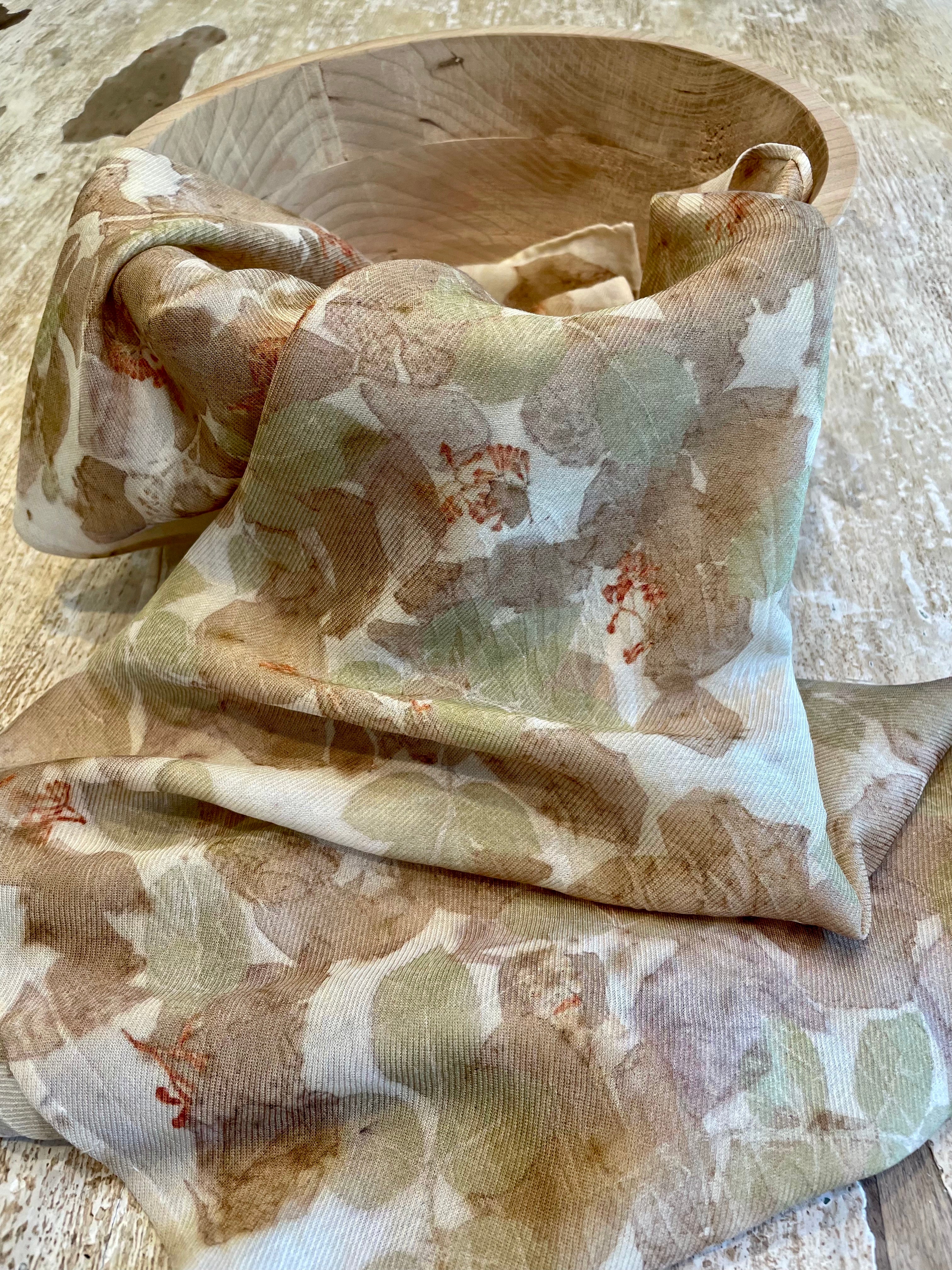Botanical Dyed Silk Wool Blend Shawl/Scarf- One of a kind
