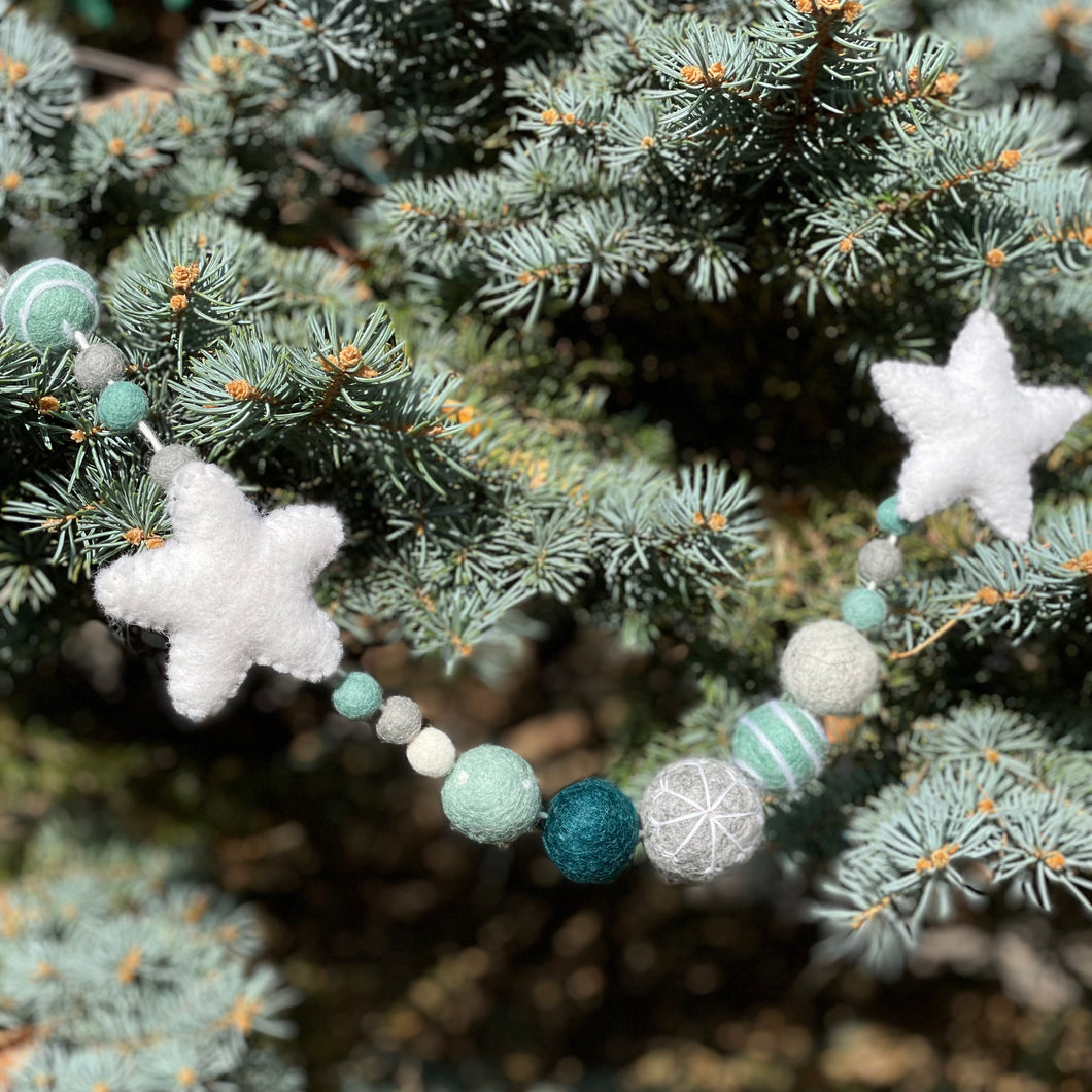 Frosty Stars Wool Garland - Finished Garland or Kit