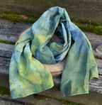 Hand-Dyed Stonewashed Silk Scarf, One of a Kind