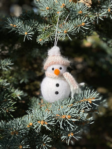 Felted Wool Snowman Ornaments - Multiple Color Choices