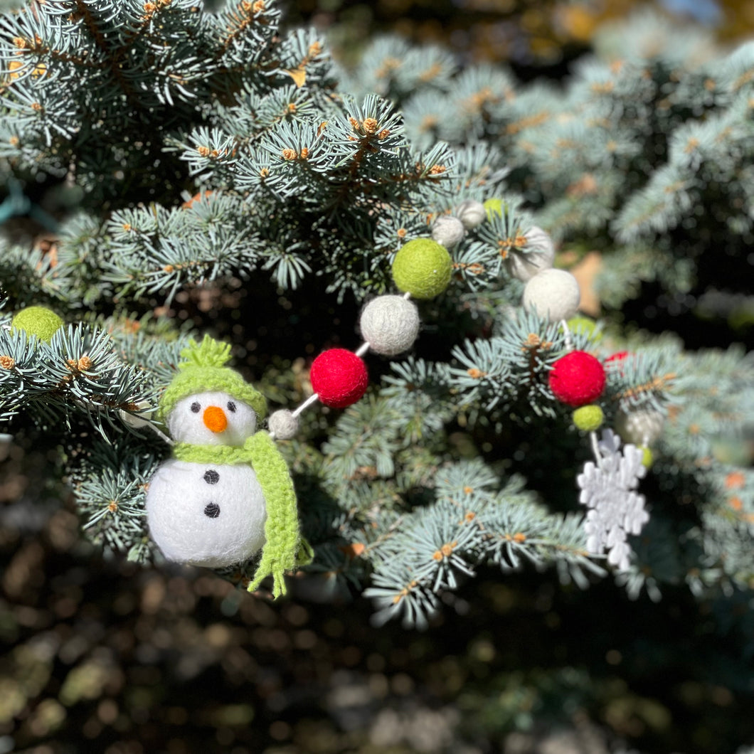 Green Snowman Garland - Finished Garland or Kit