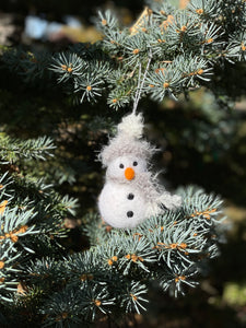 Felted Wool Snowman Ornaments - Multiple Color Choices