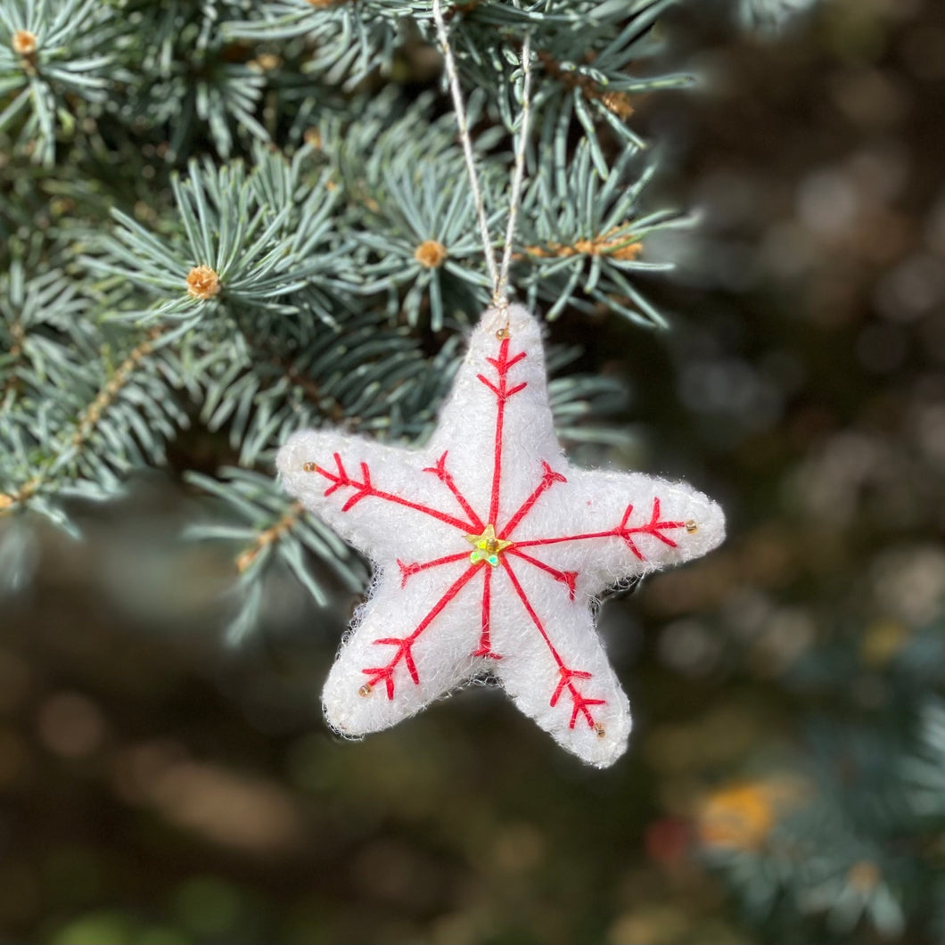 Scandinavian Stitched Wool Star Ornament