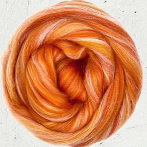 Merino/Silk Blend Roving -  Tangerine Stripe