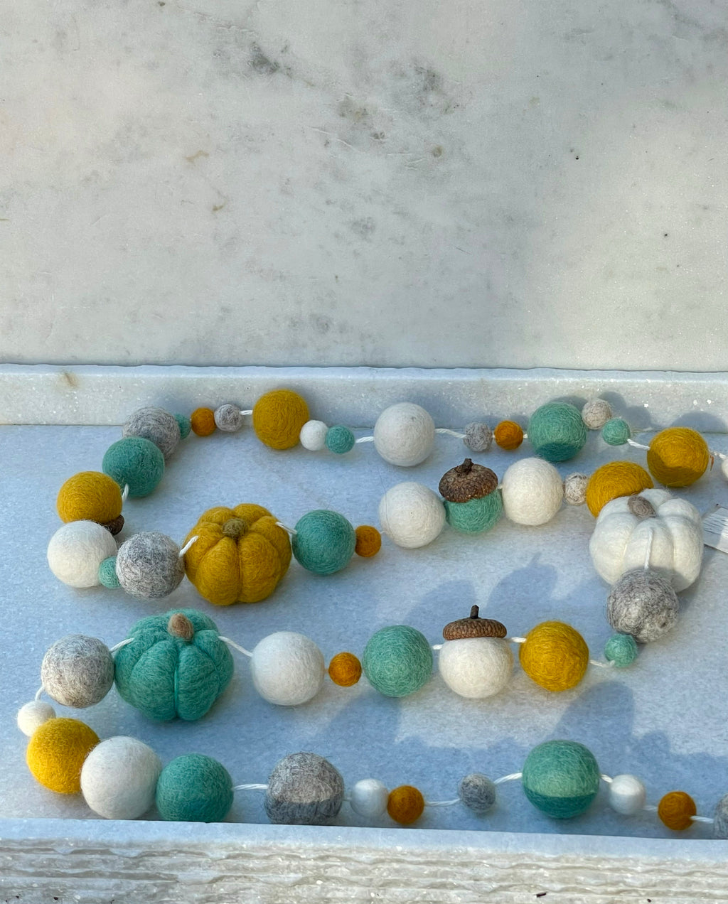 Seafoam Pumpkin Wool Garland