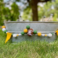 Load image into Gallery viewer, Green &amp; Gold Football Pennant Banner Felted Wool Garland