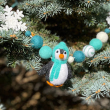 Load image into Gallery viewer, Teal Penguin Wool Garland - Finished Garland or Kit