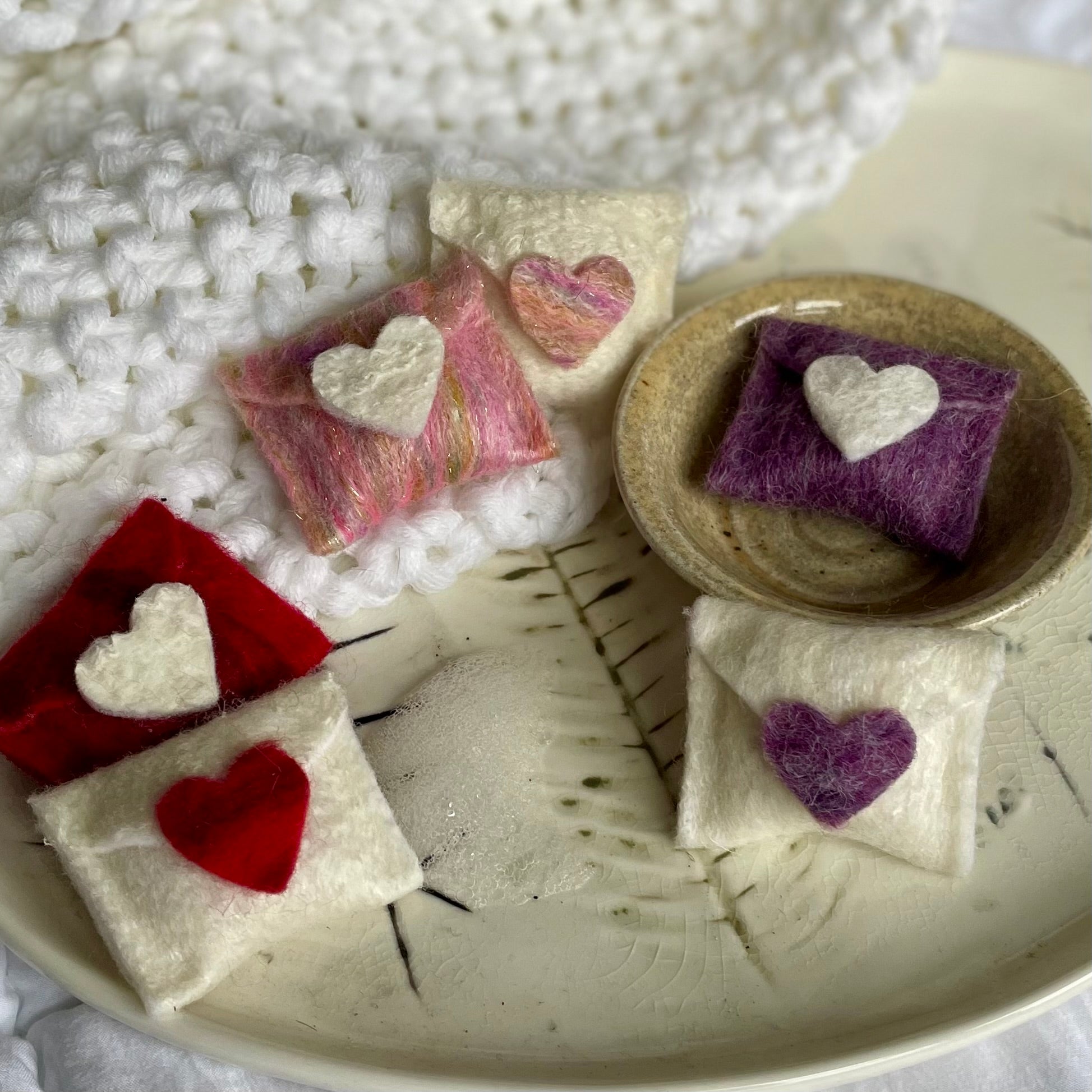 Mini Love Letters Felted Soap Sachets- Set of 2