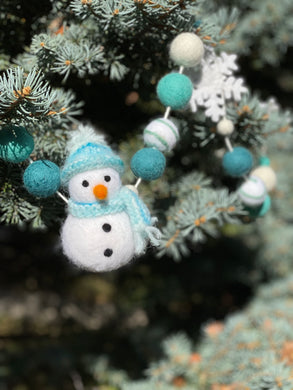 Teal Snowman Garland