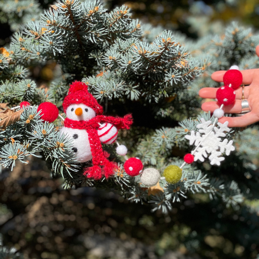 Red Snowman Garland - Finished Garland or Kit