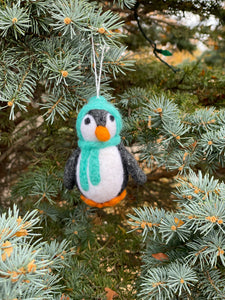 Felted Wool Penguin Ornament