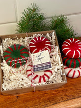 Load image into Gallery viewer, Peppermint Candy Felted Soap - Set of 3