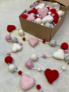 Valentine Heart Wool Garland