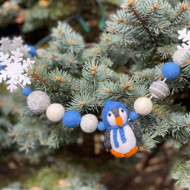 Blue Penguin Wool Garland - Finished Garland or Kit