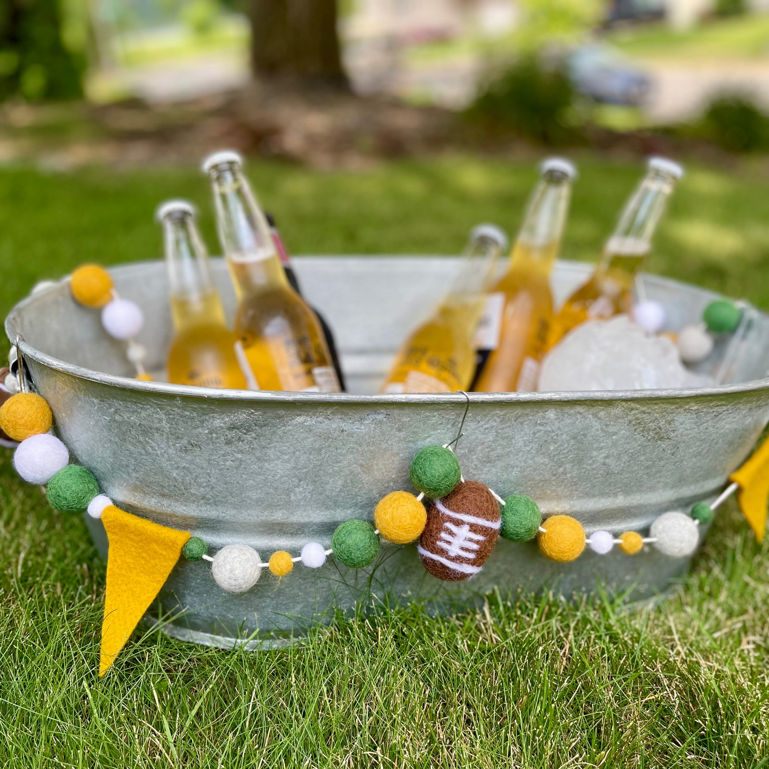 Green & Gold Football Pennant Banner Felted Wool Garland