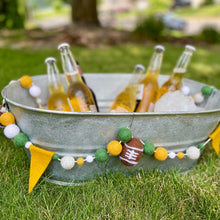Load image into Gallery viewer, Green &amp; Gold Football Pennant Banner Felted Wool Garland