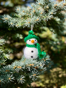 Felted Wool Snowman Ornaments - Multiple Color Choices