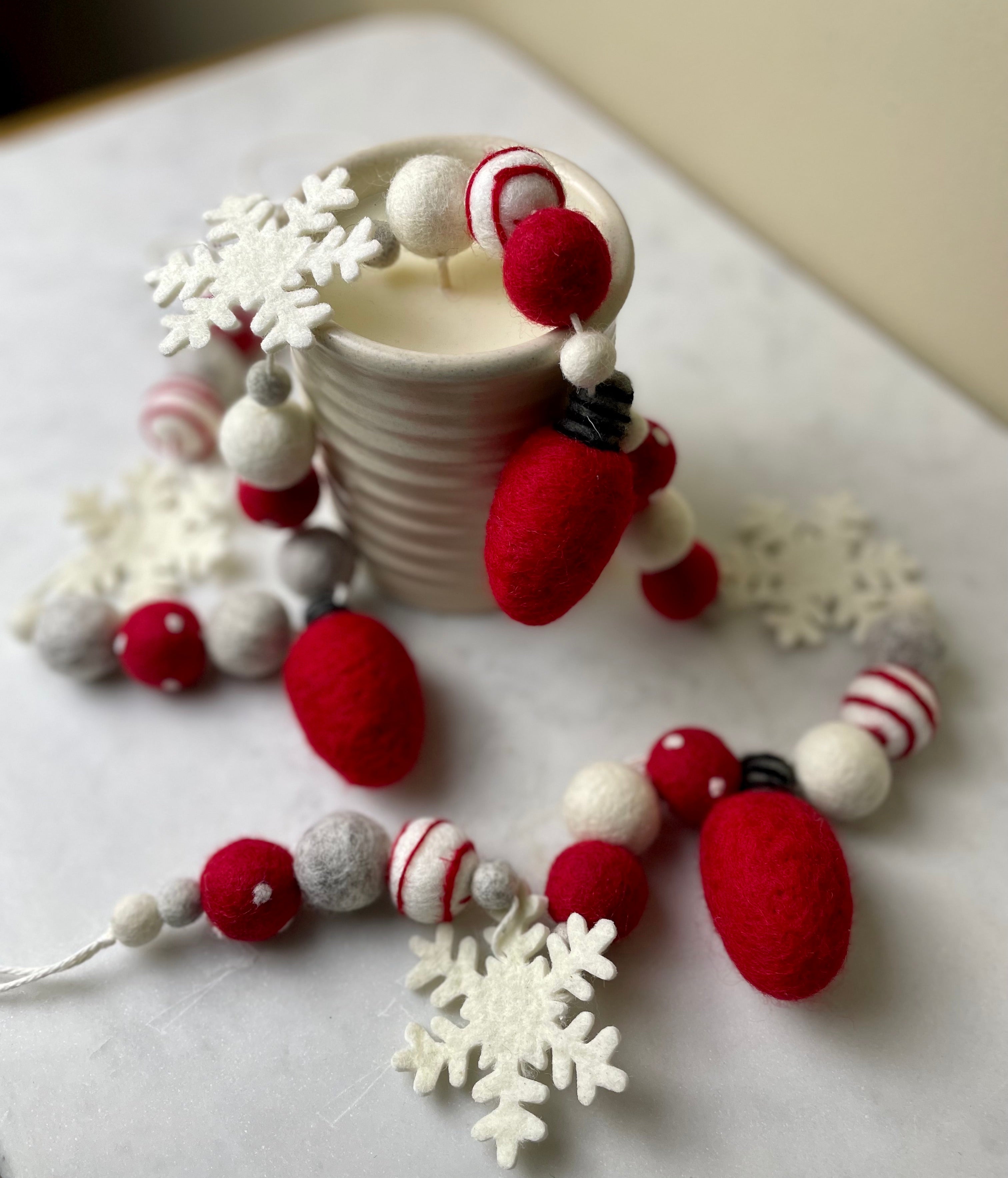 Holiday Lights Wool Garland - Finished Garland or Kit