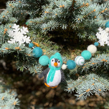 Load image into Gallery viewer, Teal Penguin Wool Garland - Finished Garland or Kit