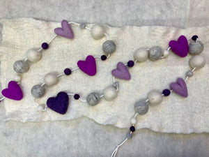 Purple Valentine Wool Garland