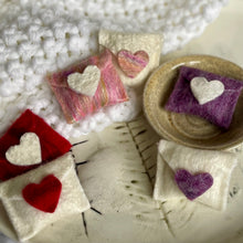 Load image into Gallery viewer, Mini Love Letters Felted Soap Sachets- Set of 2