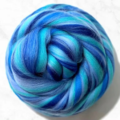 Merino Wool Roving -  Blue Stripe