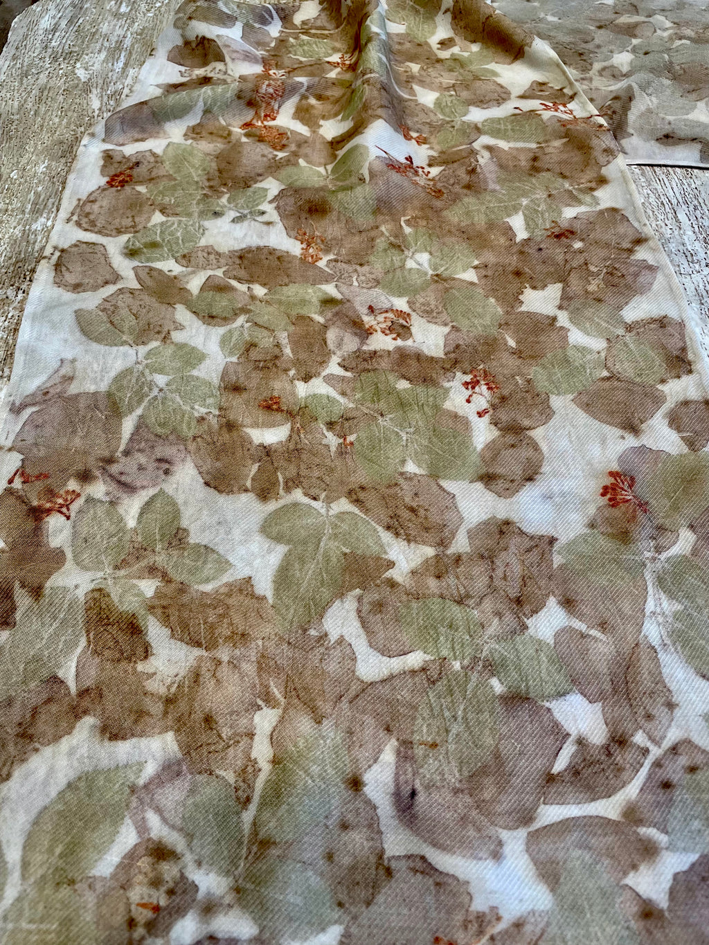 Botanical Dyed Silk Wool Blend Shawl/Scarf- One of a kind