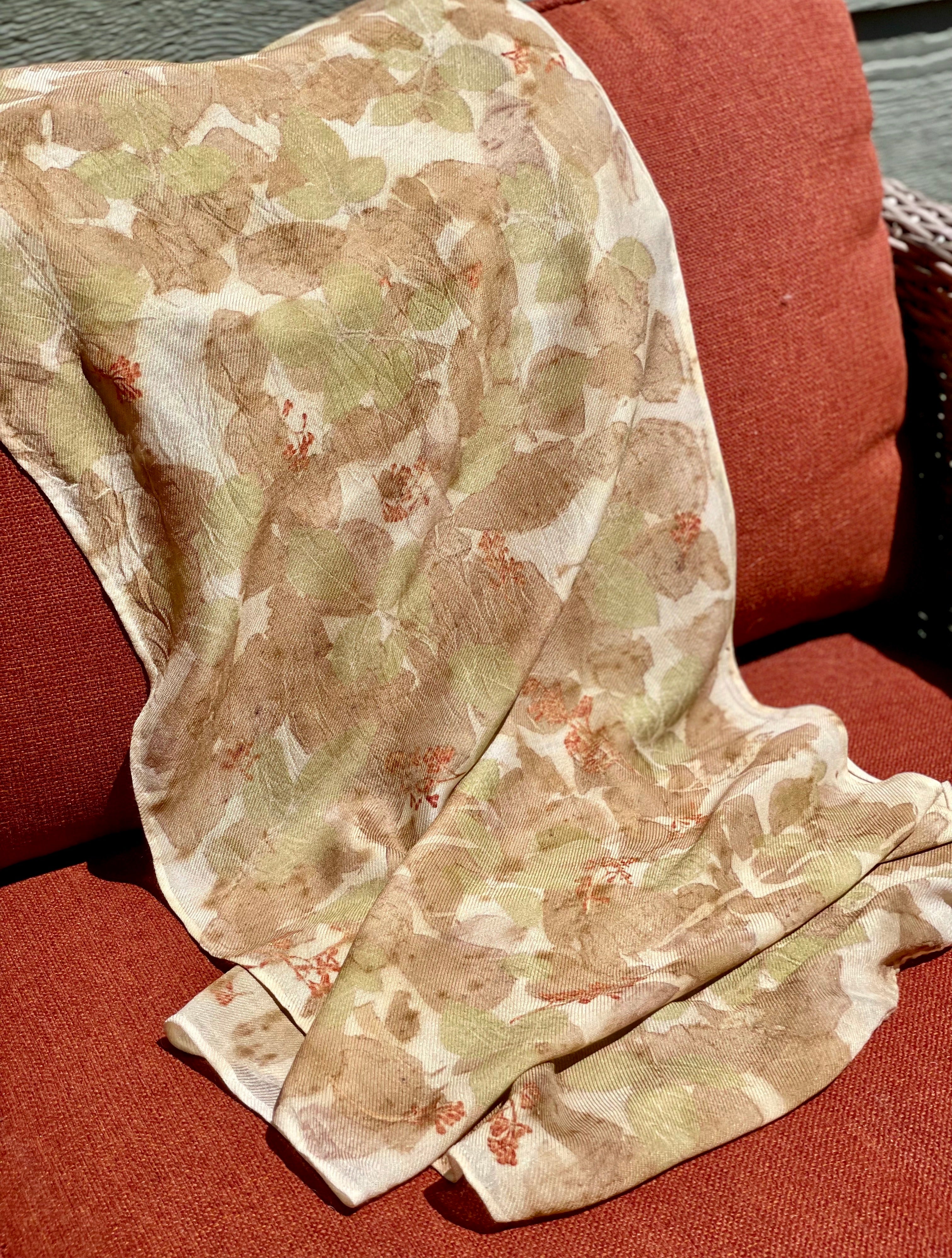 Botanical Dyed Silk Wool Blend Shawl/Scarf- One of a kind