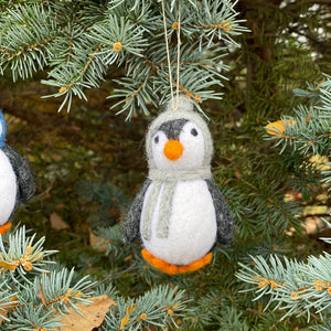 Felted Wool Penguin Ornament